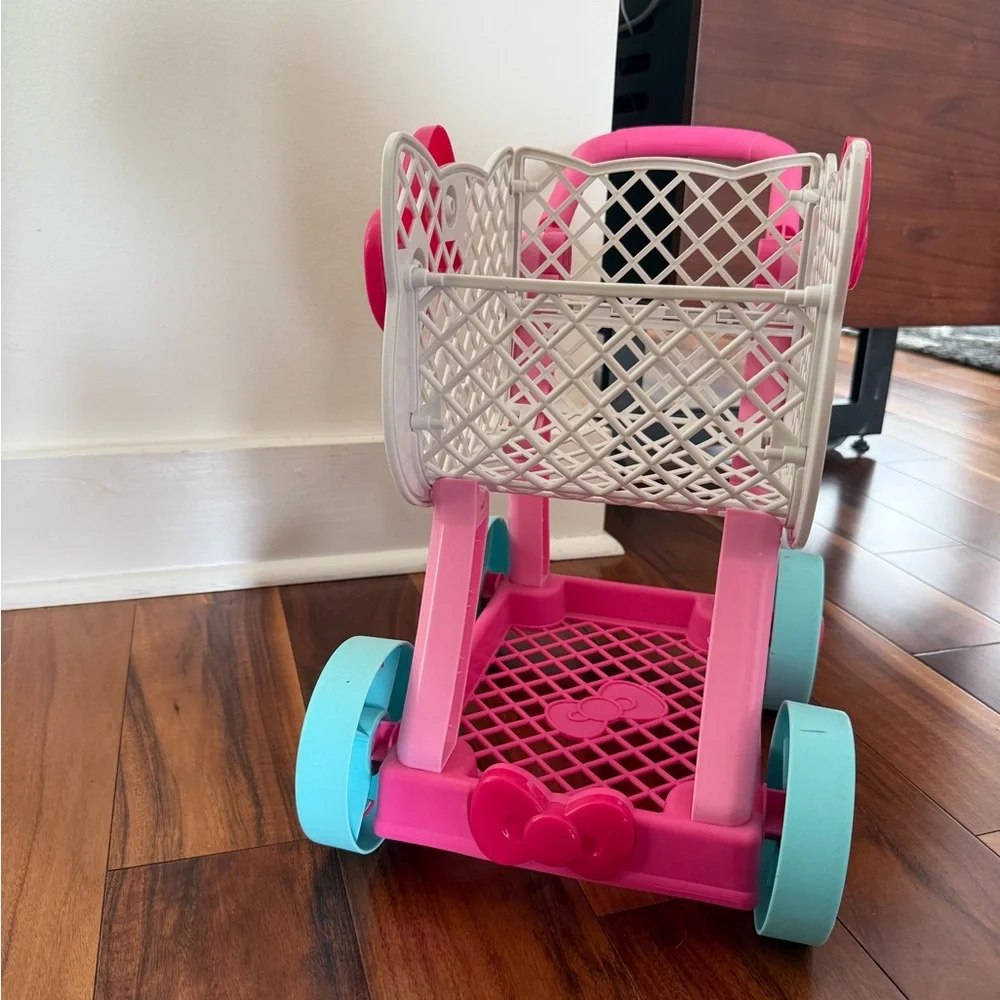 Hello Kitty Sanrio Toy Shopping Cart Stroller Buggy Basket - Picture 3 of 10